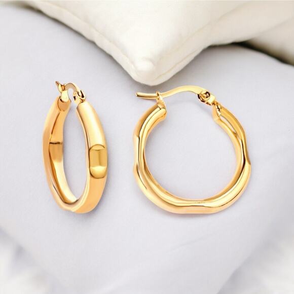 NEW 18K yellow gold plated hoop earrings jewelry B28A - Picture 5 of 6